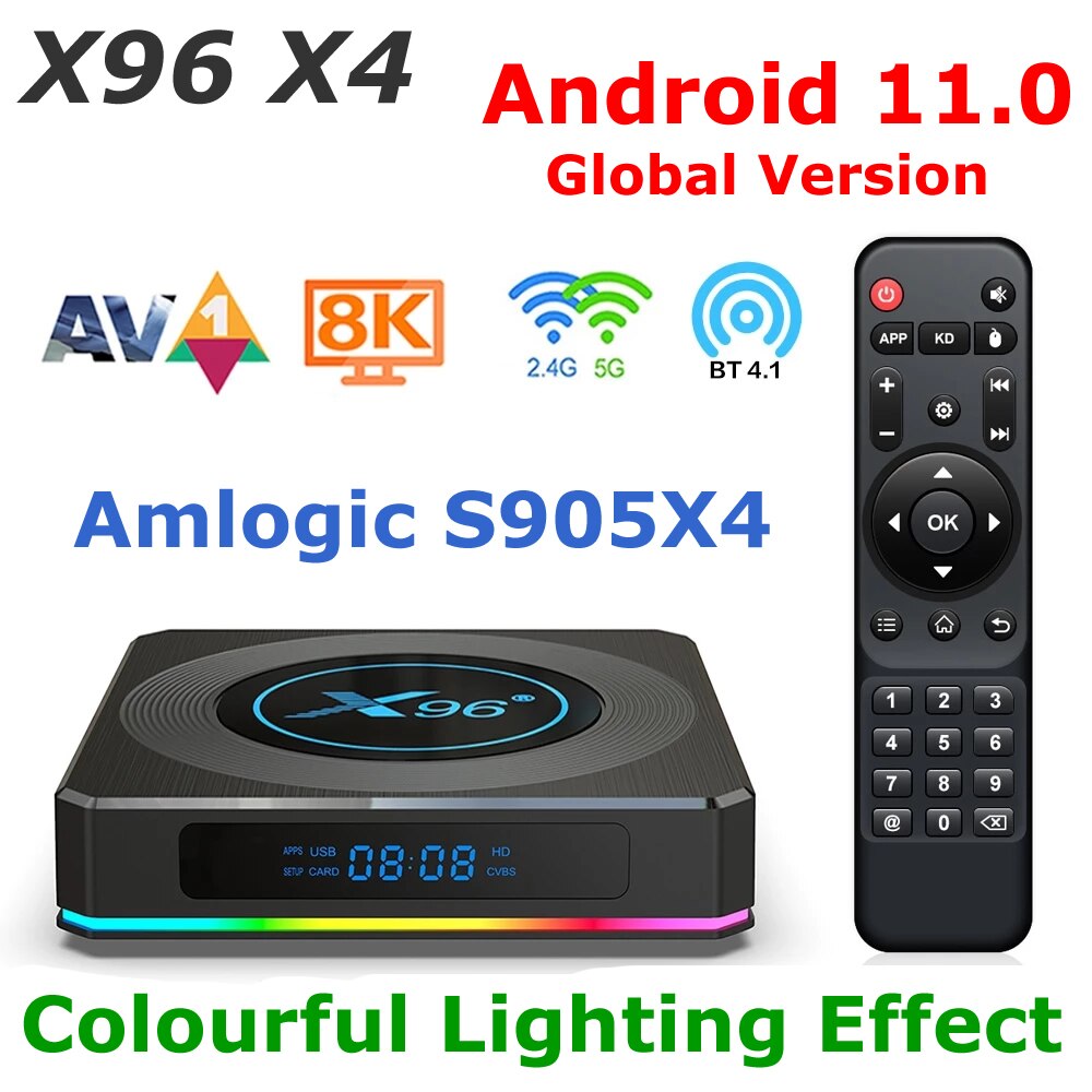 RGB Ʈ TV ڽ, X96 X4, ȵ̵ 11, Amlogic S9..